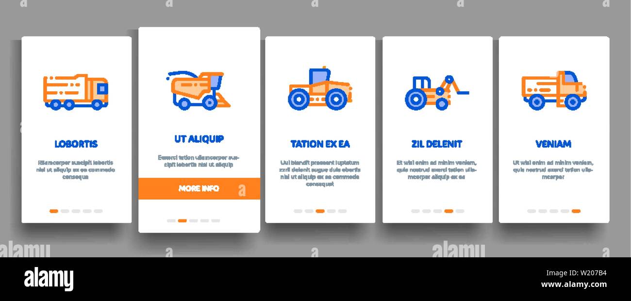 Agricultural Vehicles Vector Onboarding Stock Vector