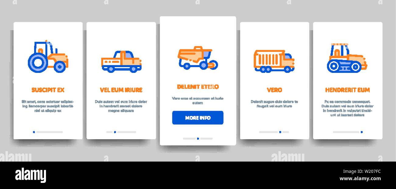 Agricultural Vehicles Vector Onboarding Stock Vector