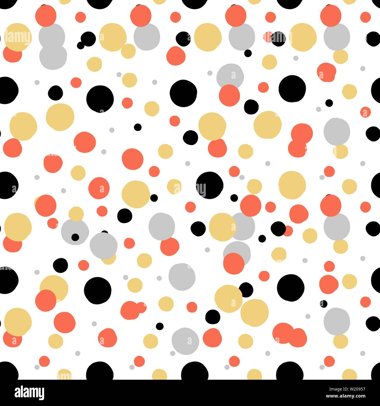 Ditsy Vector Polka Dot Pattern With Random Hand Painted Circles In