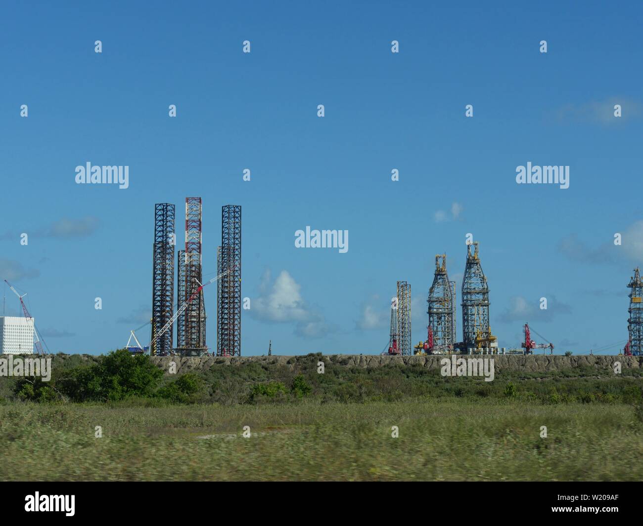 Oil rigs at Galveston Island, Texas Stock Photo Alamy