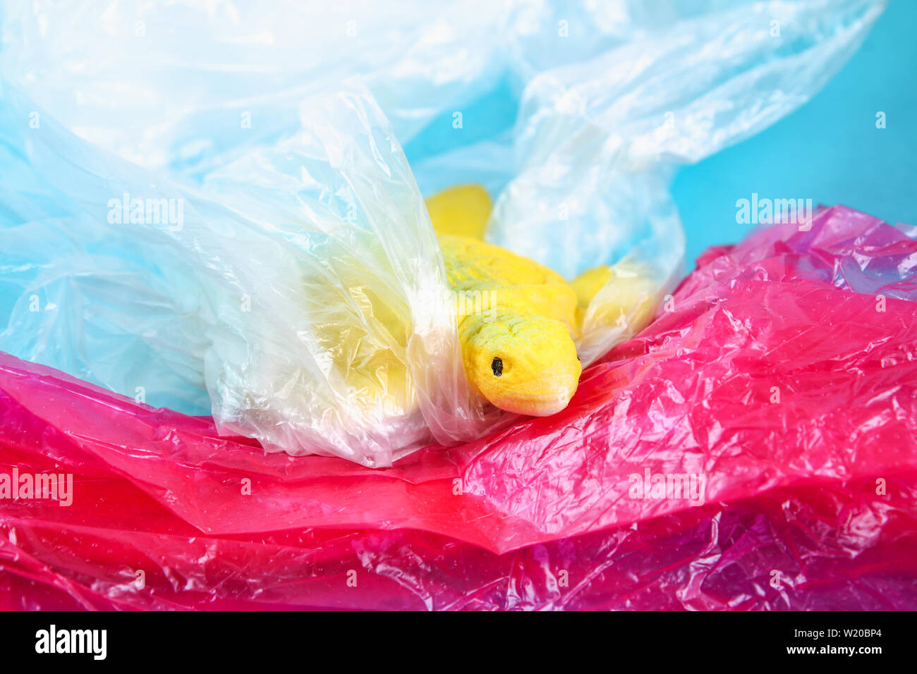 Plastic pollution in ocean environmental problem. Sea Turtle eat