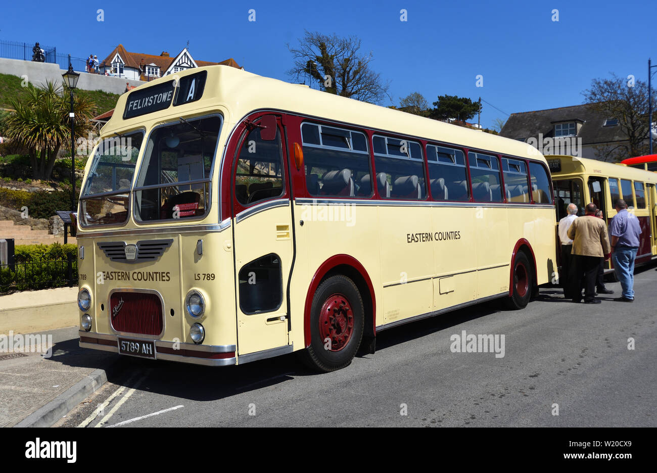 Vintage Bristol Eastern Counties Bus on the Road. Stock Photo