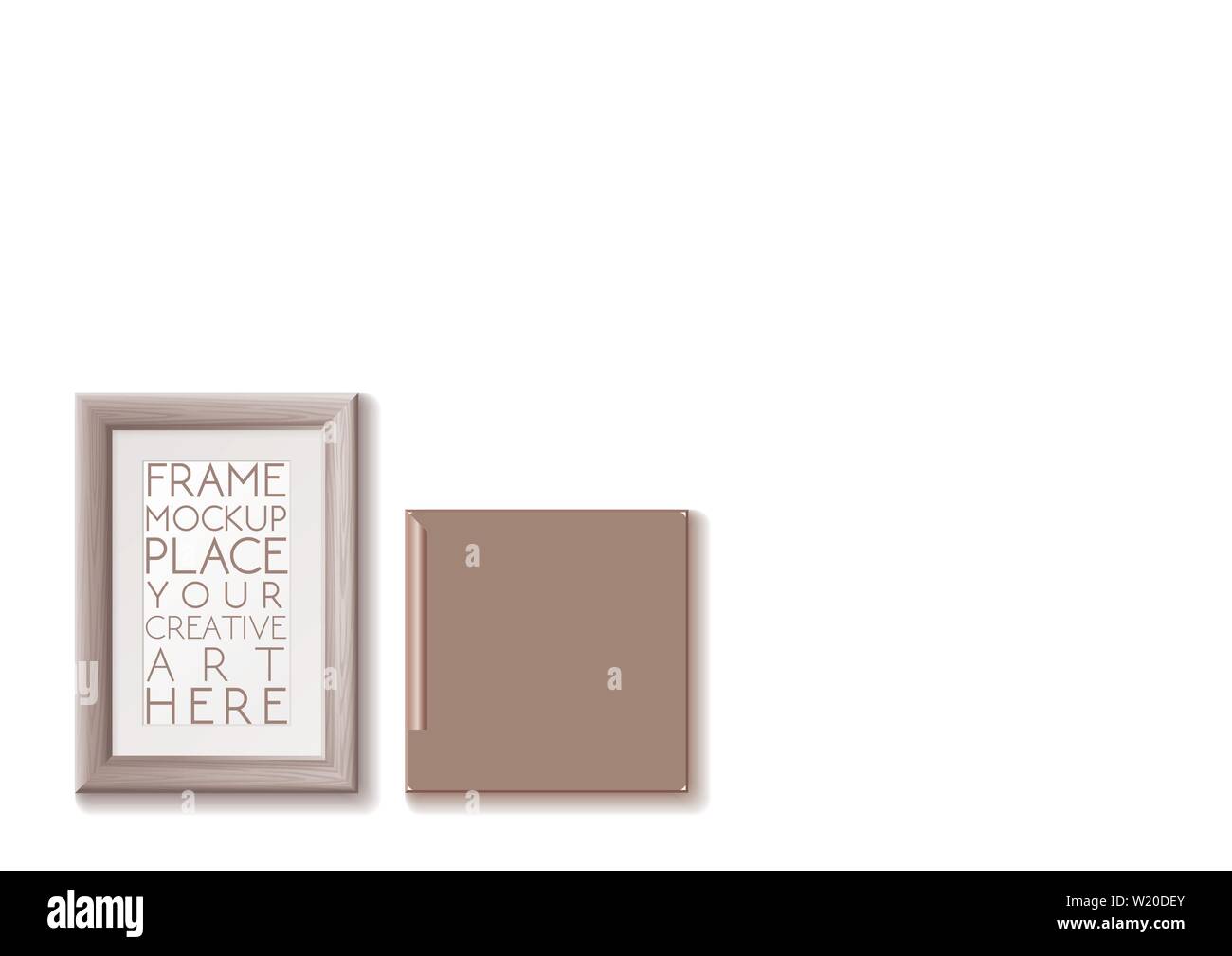 Realistic rectangular gold and blue frames set template, frames on the wall mockup with decorative borders Stock Vector