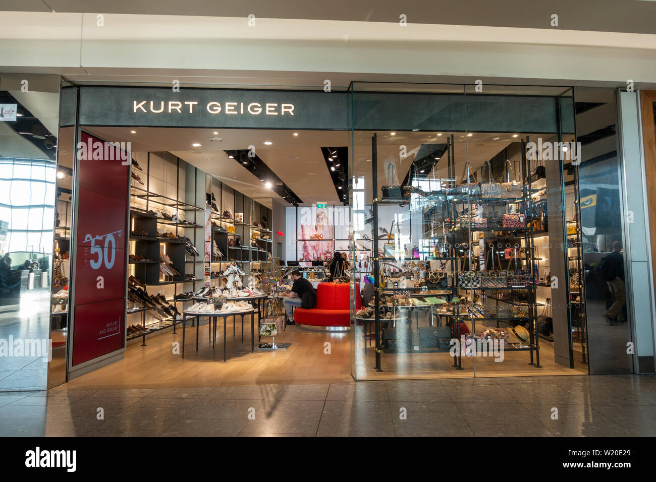 Kurt Geiger store in Terminal Five, London Heathrow Airport, UK. Stock Photo