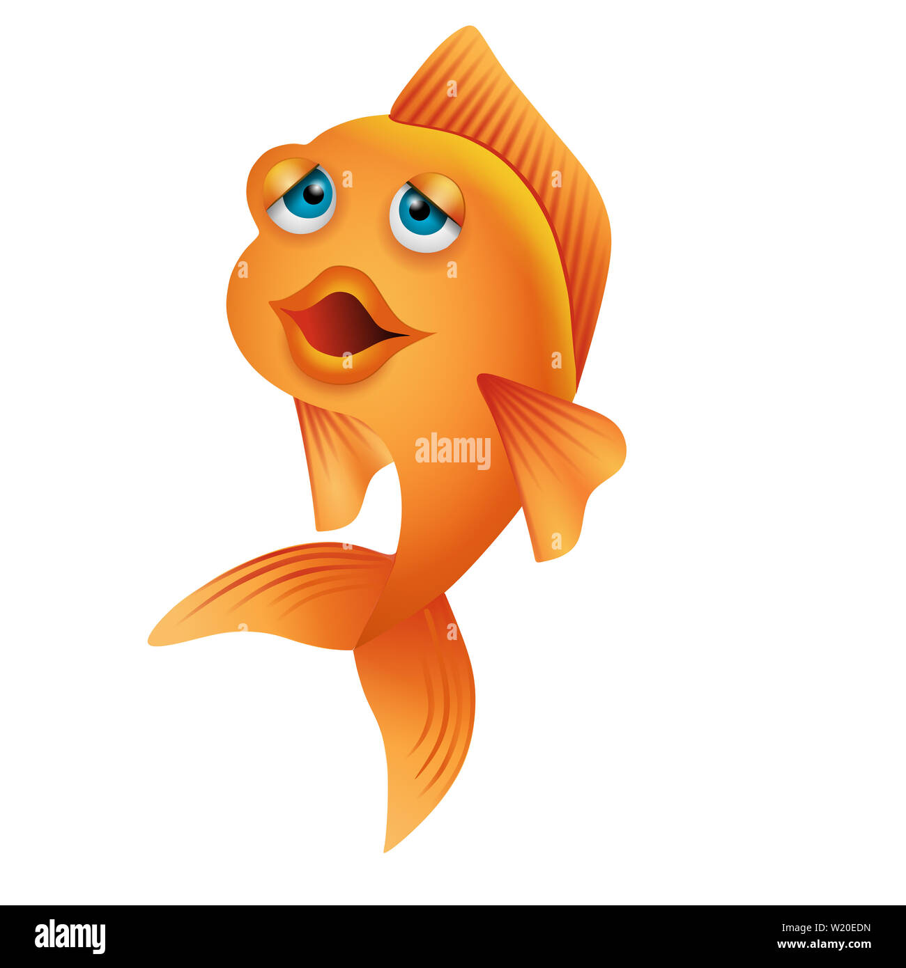 funny cartoon red fish illustration Stock Photo