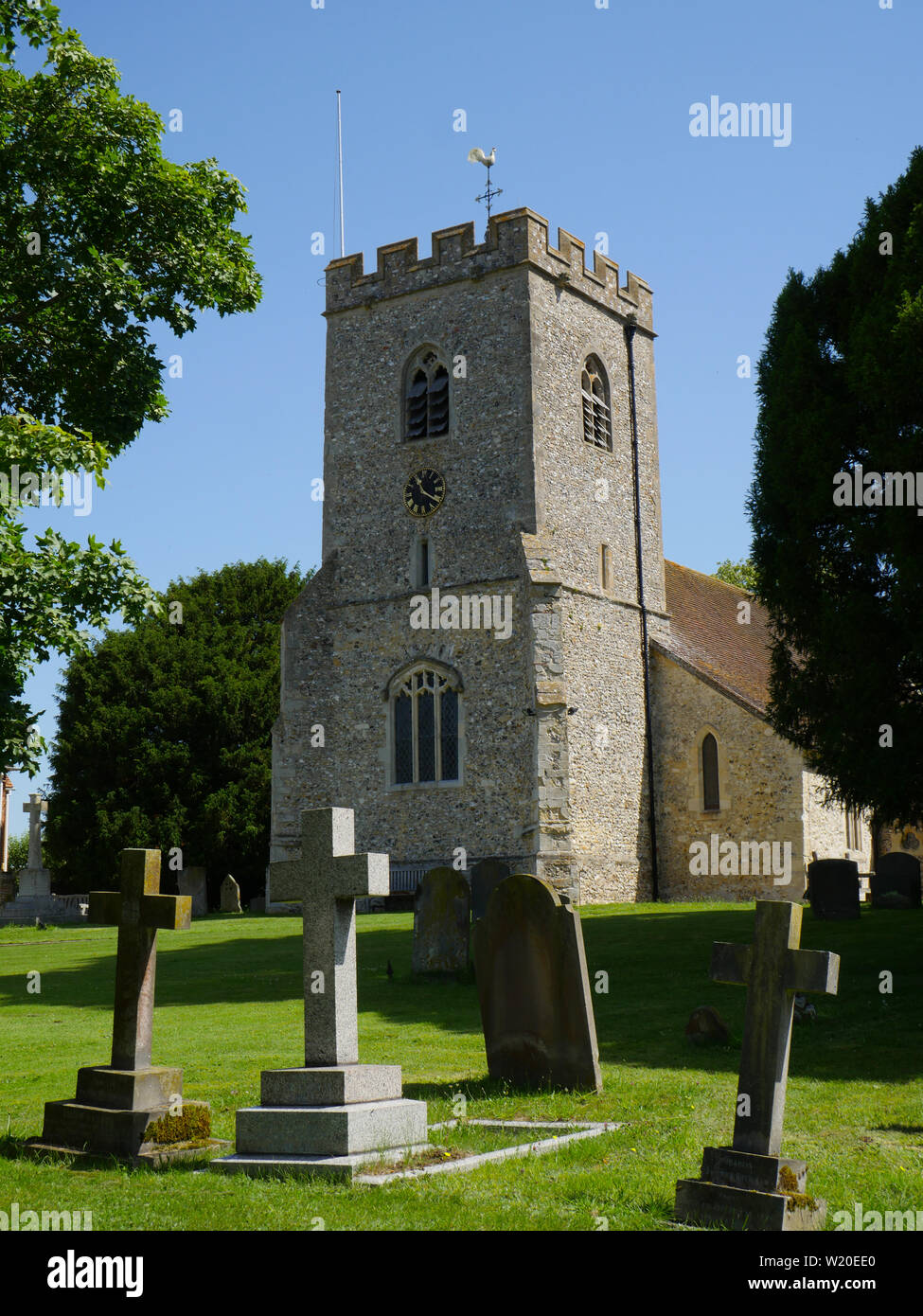 On The Ridgeway Path, St. Andrew's parish church, South Stoke, Oxfordshire, England, UK, GB. Stock Photo