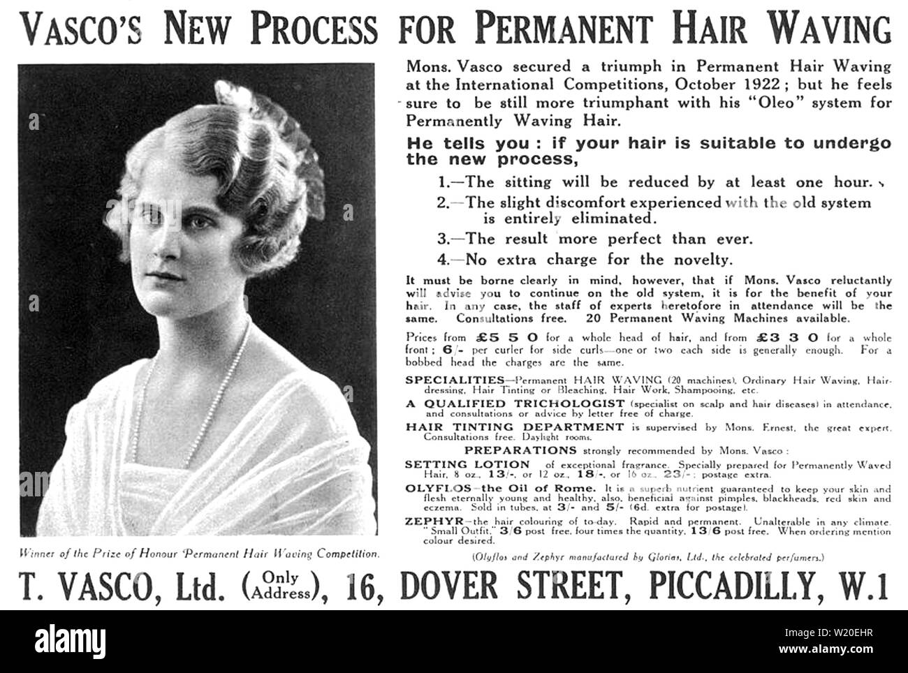 PERM A permanent wave advert from 1922/3 Stock Photo