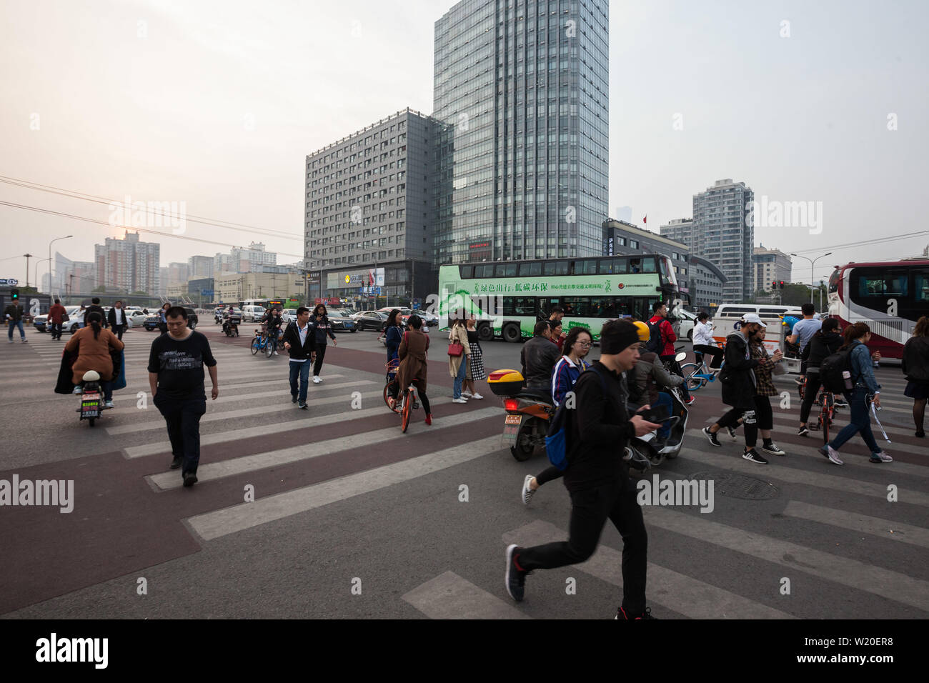 Rush hours on Dawang road and Guang Qu road intersection - Beijing, China Stock Photo