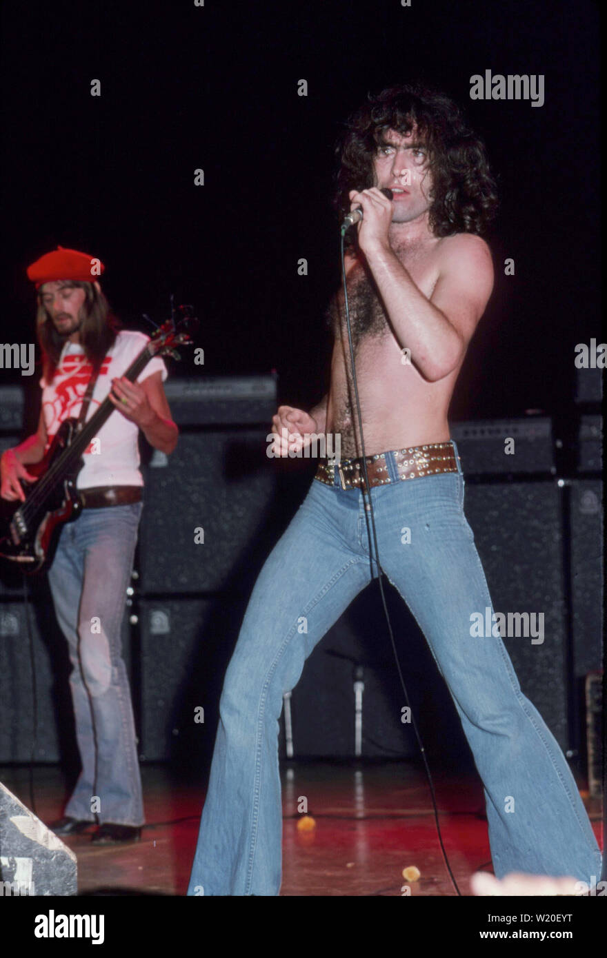 BAD COMPANY US rock group with Paul Rodgers at right about 1975. Photo: Jeffrey Mayer Stock Photo