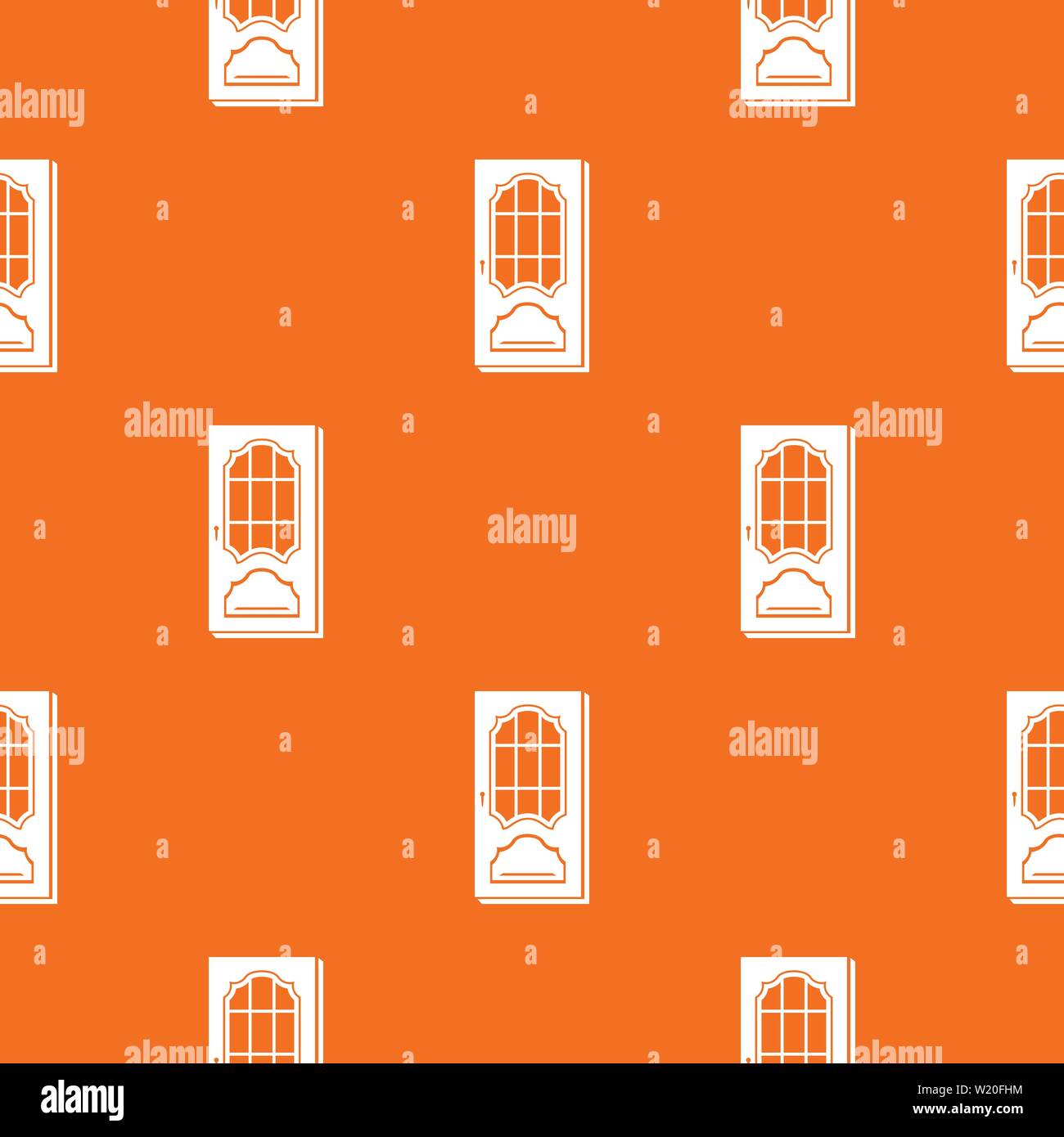 Door with glass pattern vector orange Stock Vector