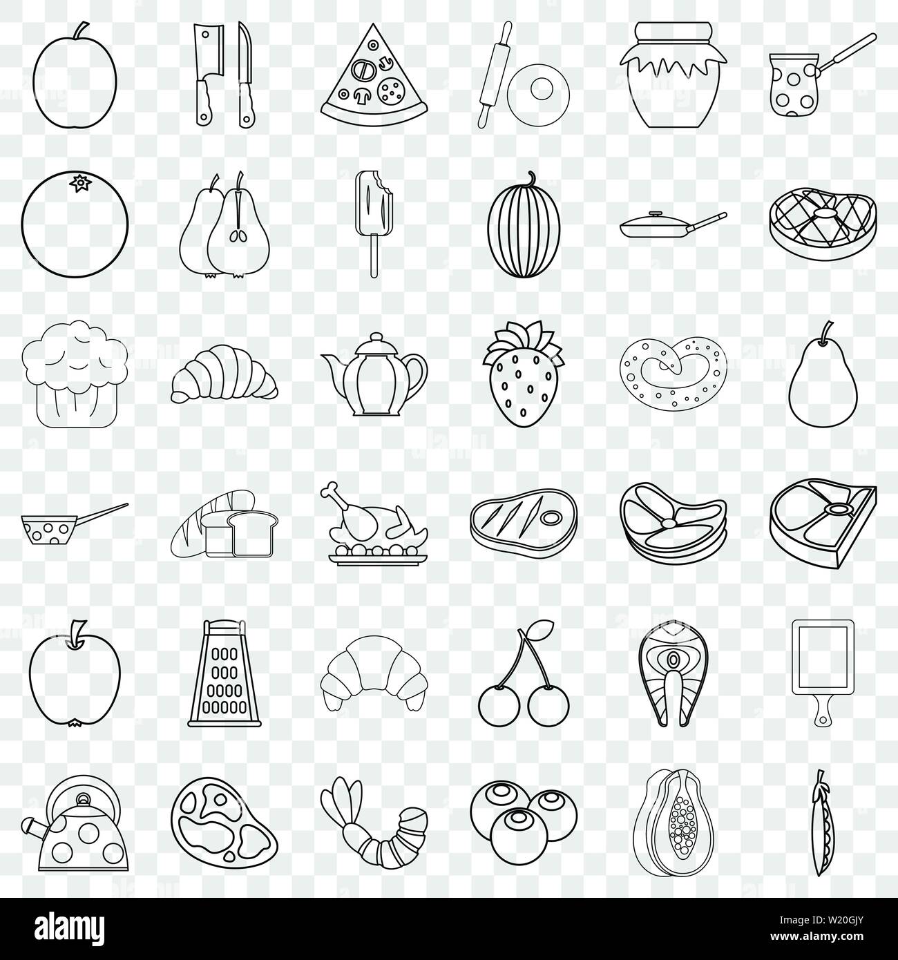 Food icons set, outline style Stock Vector Image & Art Alamy