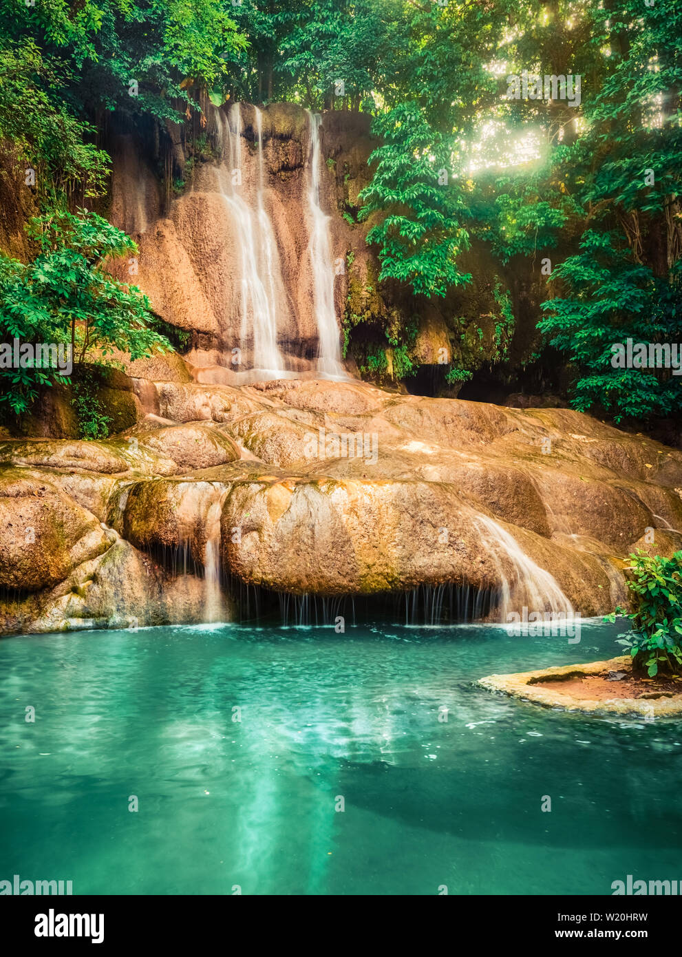 Beautiful waterfall Sai Yok Noi at national park, Kanchanaburi Province ...