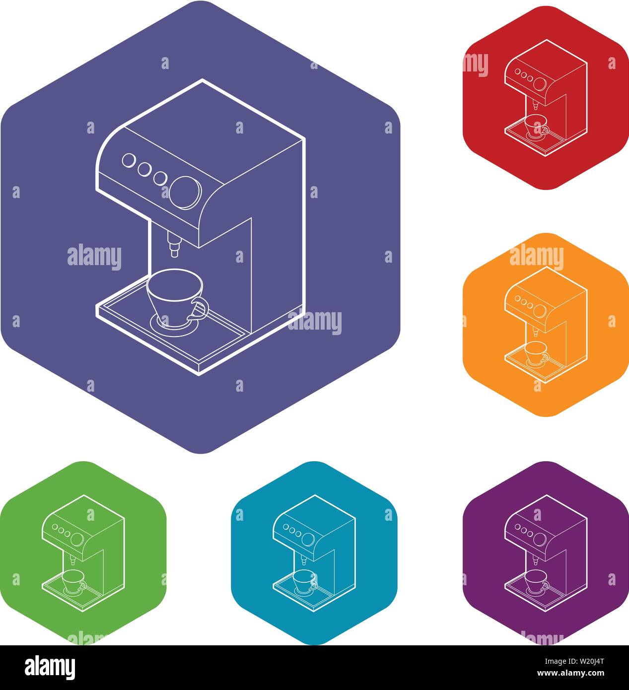 Coffee machine icons vector hexahedron Stock Vector