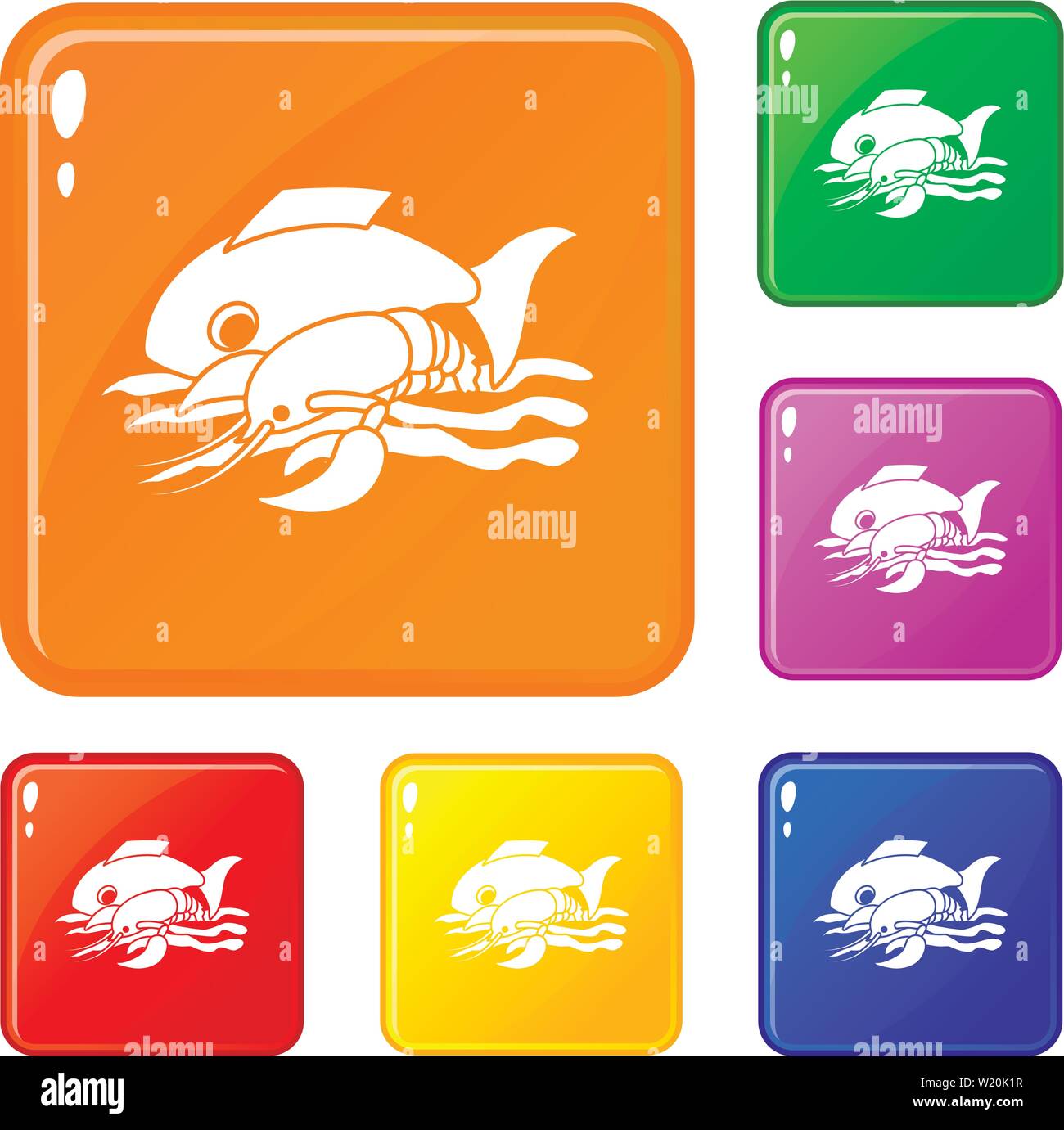 Sea food icons set vector color Stock Vector Image & Art - Alamy