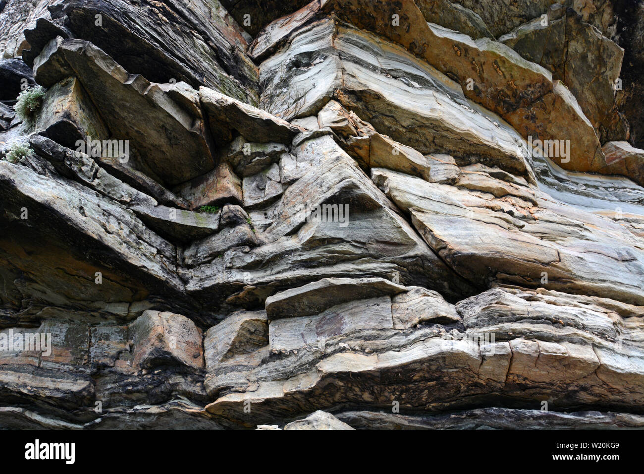 Close up of the rock cliffs at Pilot Mountain State Park in North