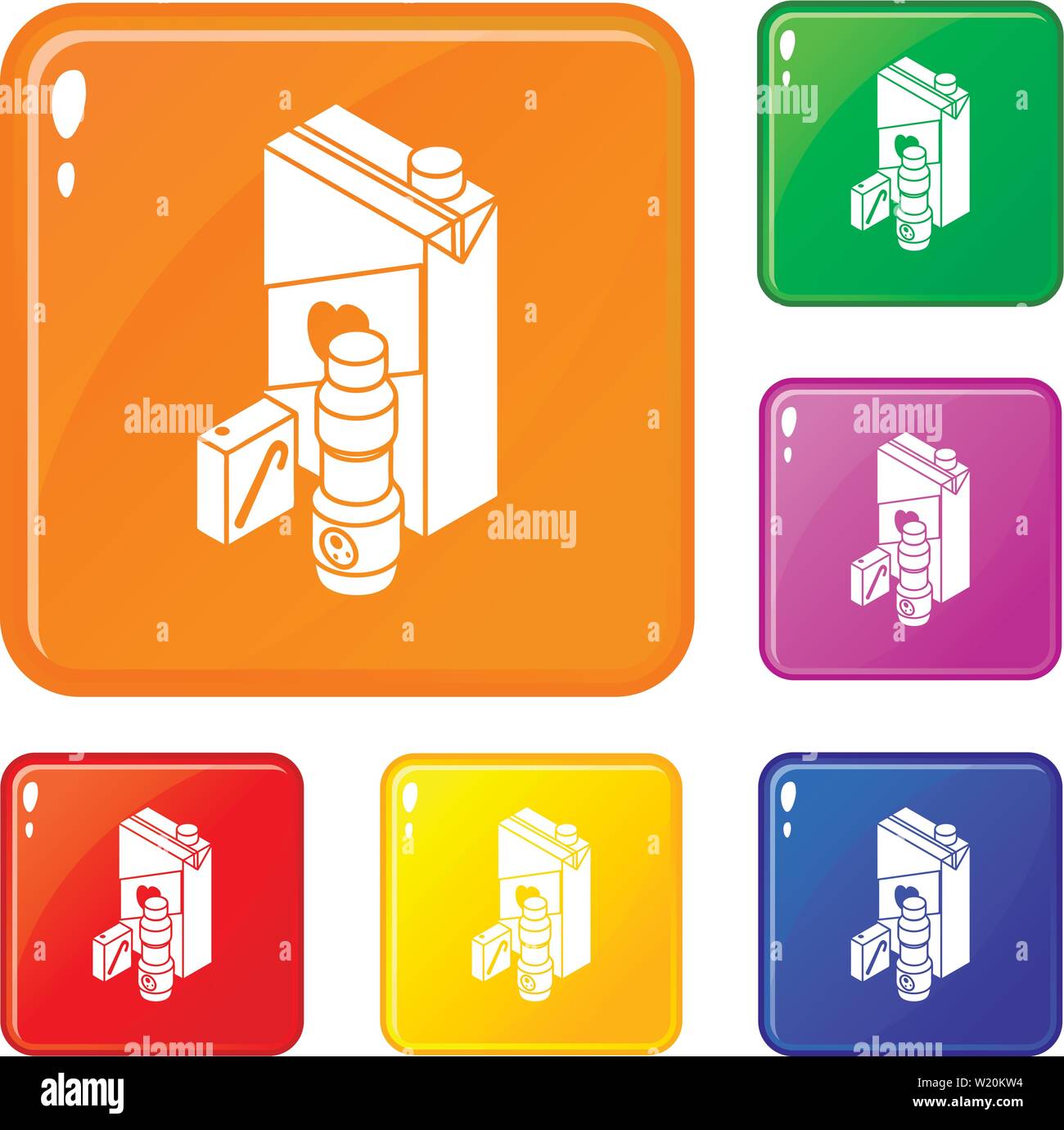Juice pack icons set vector color Stock Vector Image & Art - Alamy