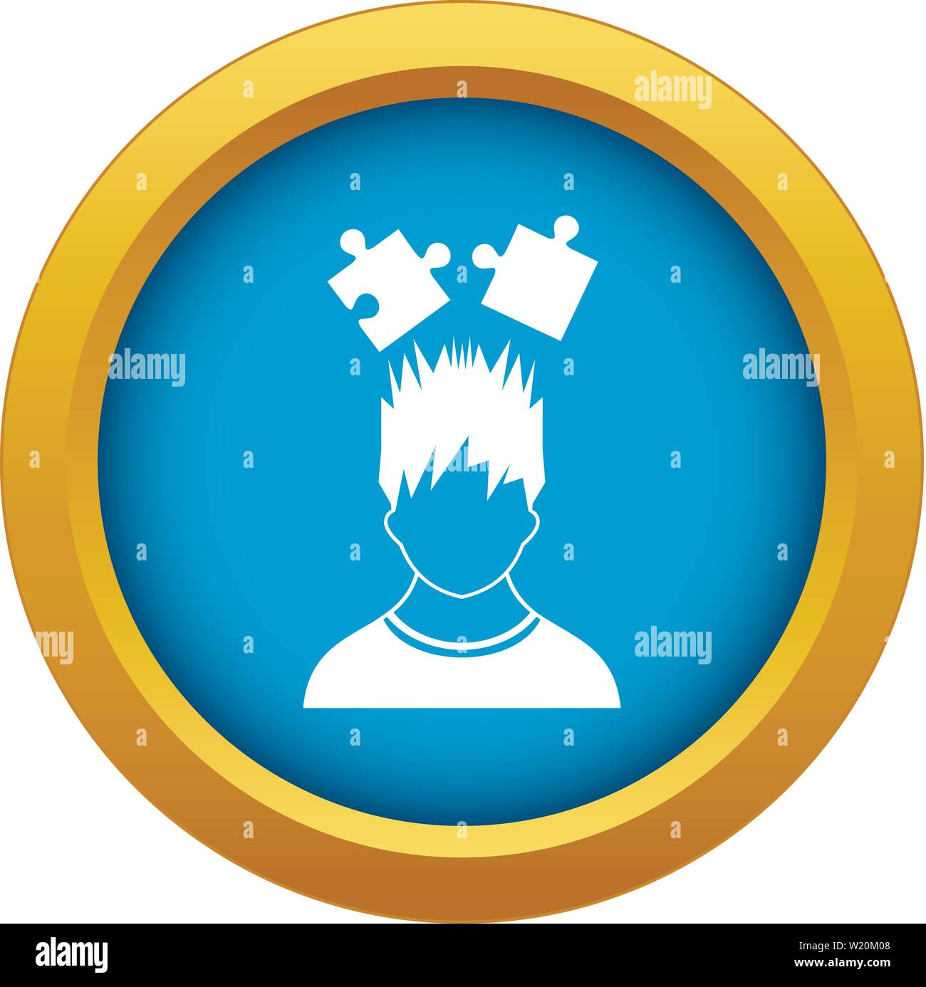 Man with puzzles over head icon blue vector isolated Stock Vector Image ...