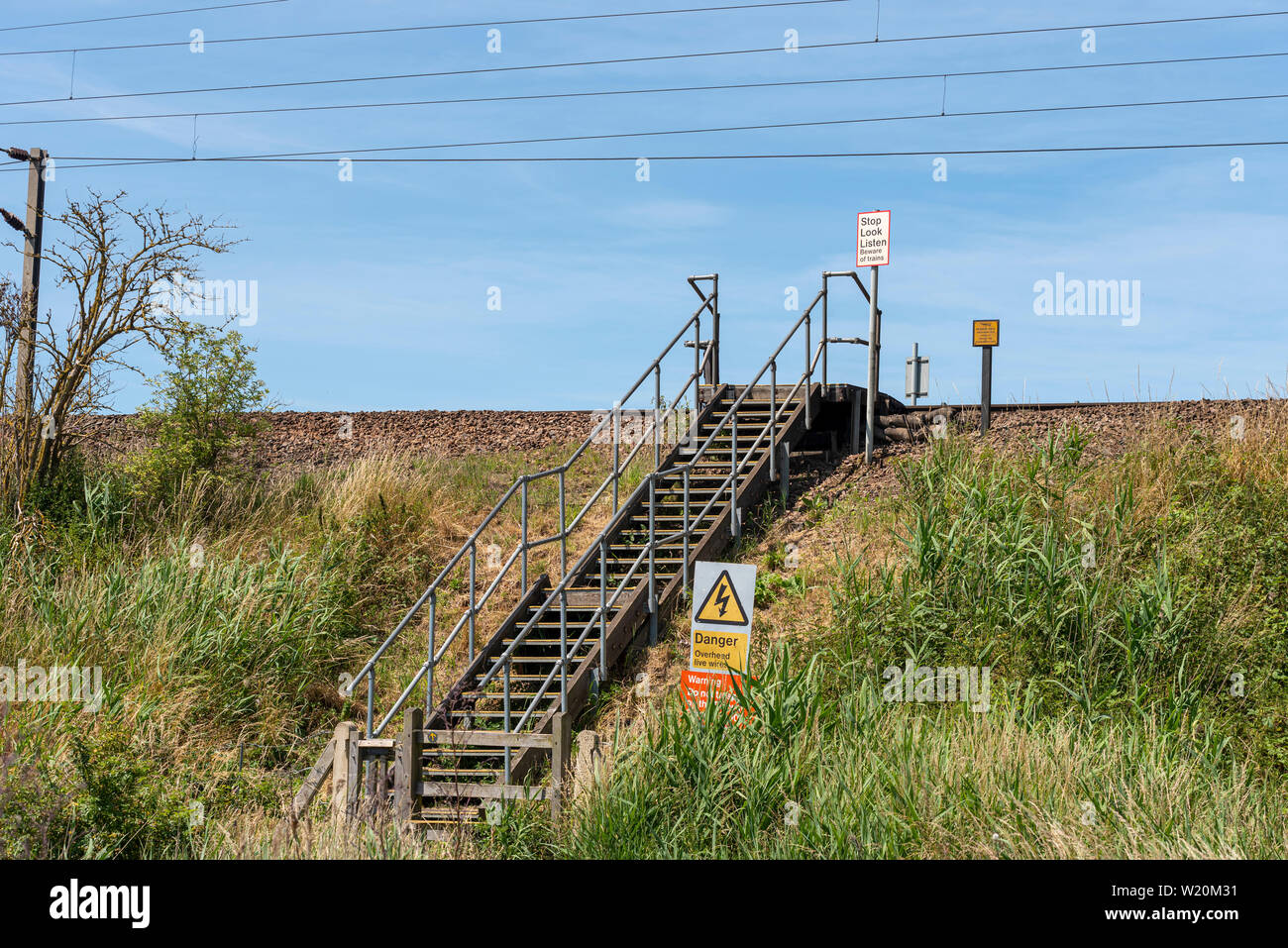 Public right of way access across the tracks on the east coast line of