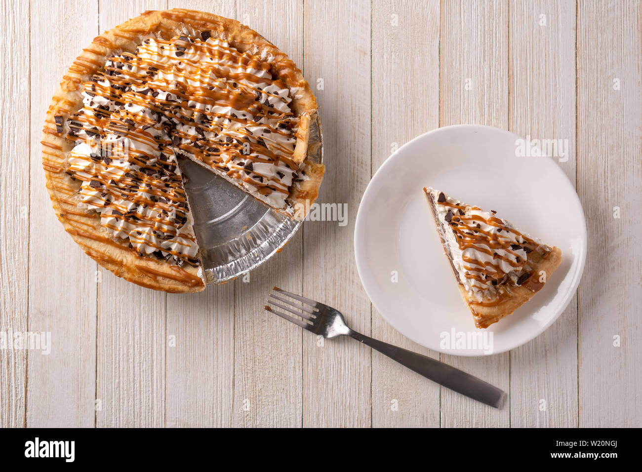 A beautiful sea salt caramel chocolate creme pie Stock Photo Alamy