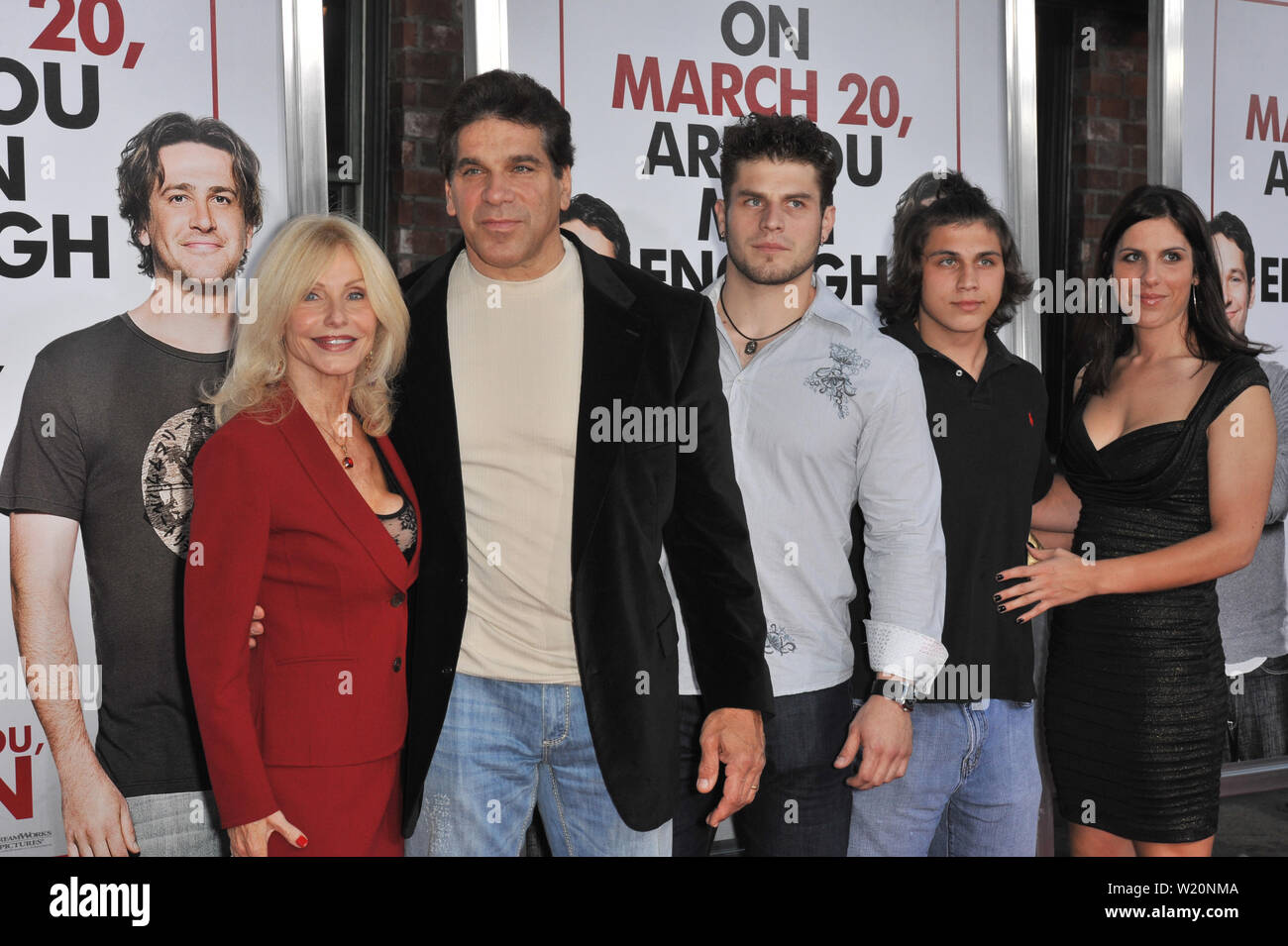 LOS ANGELES, CA. March 17, 2009: Lou Ferrigno & wife Carla & family at the Los Angeles premiere of his new movie 'I Love You, Man' at the Mann's Village Theatre, Westwood. © 2009 Paul Smith / Featureflash Stock Photo