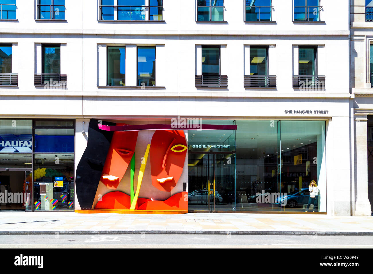 Abstract art on the facade of an office building in Hanover Street, London, UK Stock Photo