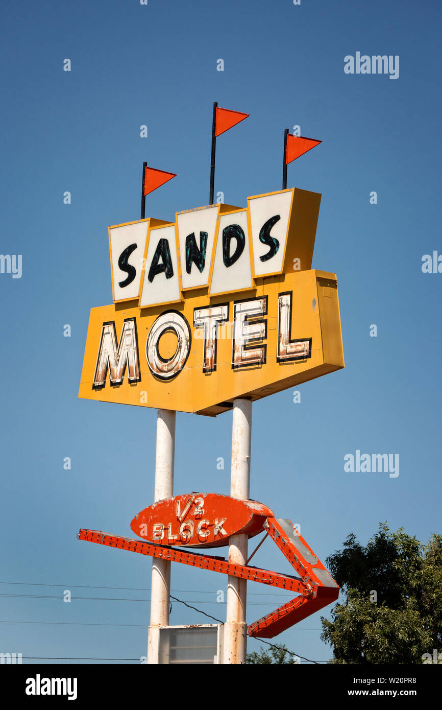 Vintage Motel signs on Route 66 in Grants New Mexico USa Stock Photo