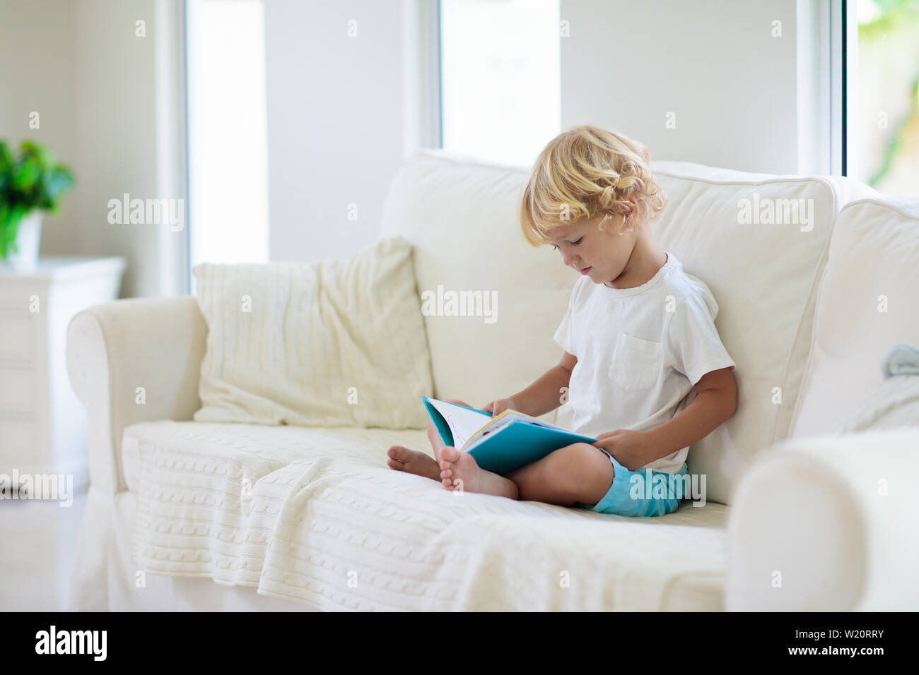 Child Reading Book Kids Read Books Little Boy Sitting On White