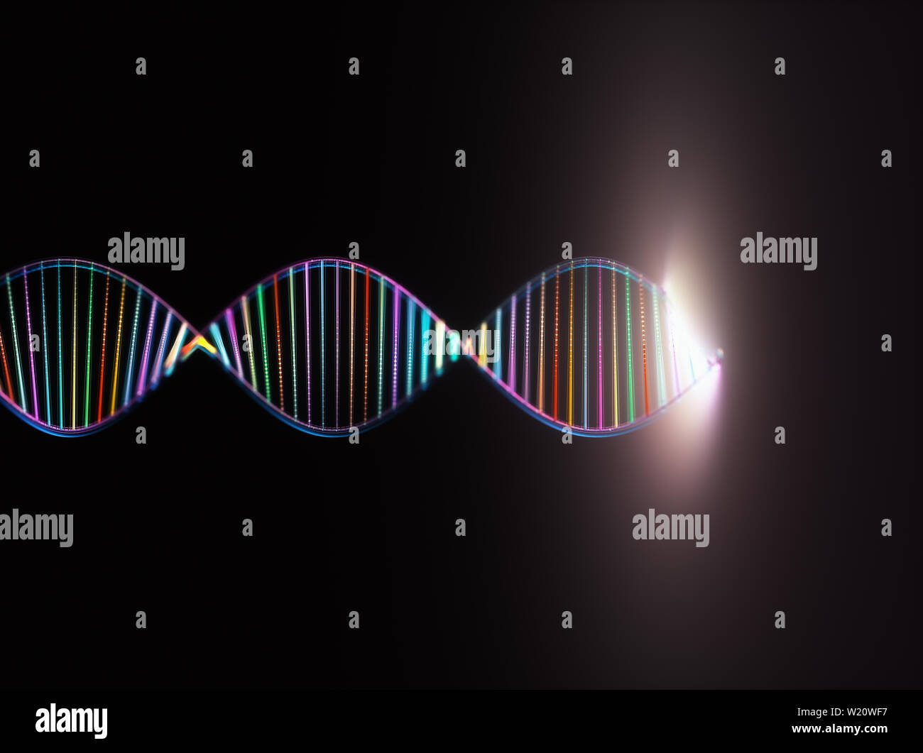 Image of genetic codes DNA. Concept image for use as background. Colored 3D illustration. Stock Photo