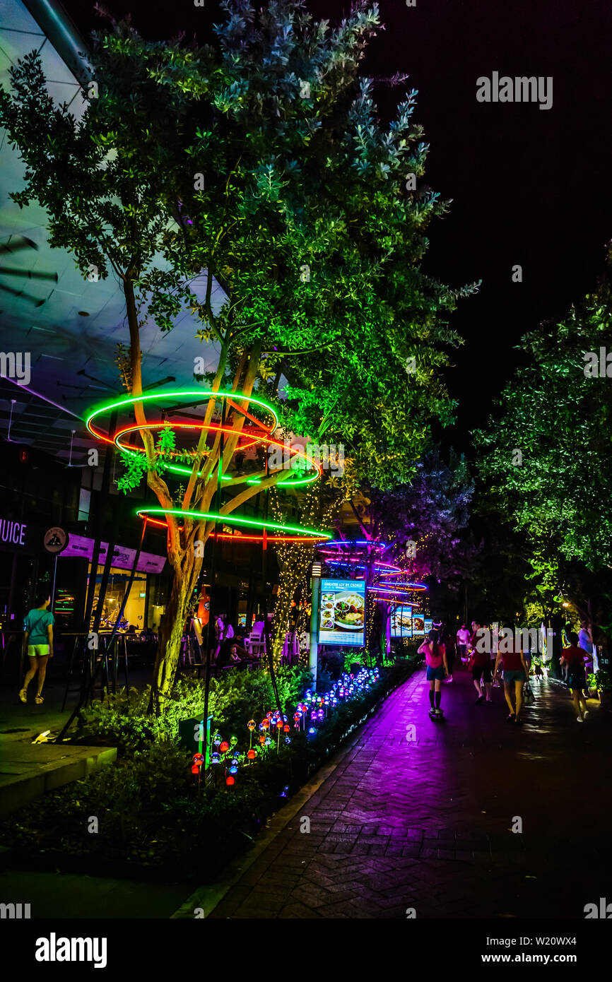 Singapore - Jun 30, 2019: Singapore’s biggest Pokémon carnival. Quayside Isle at Sentosa Cove is a upscale waterfront shopping and dinning complex. Stock Photo