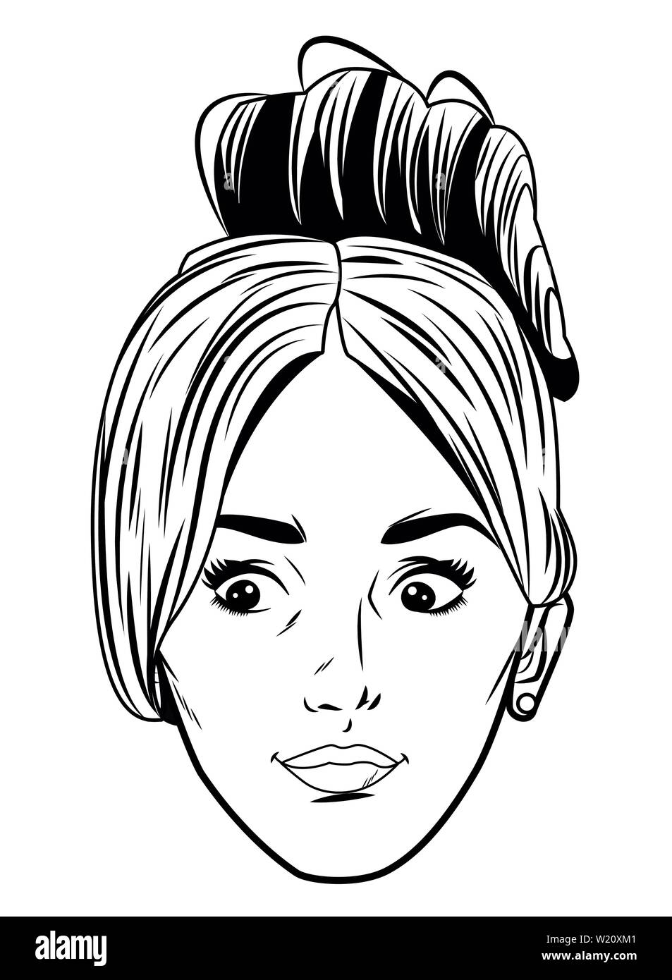 young woman face avatar cartoon in black and white pop art Stock Vector  Image & Art - Alamy
