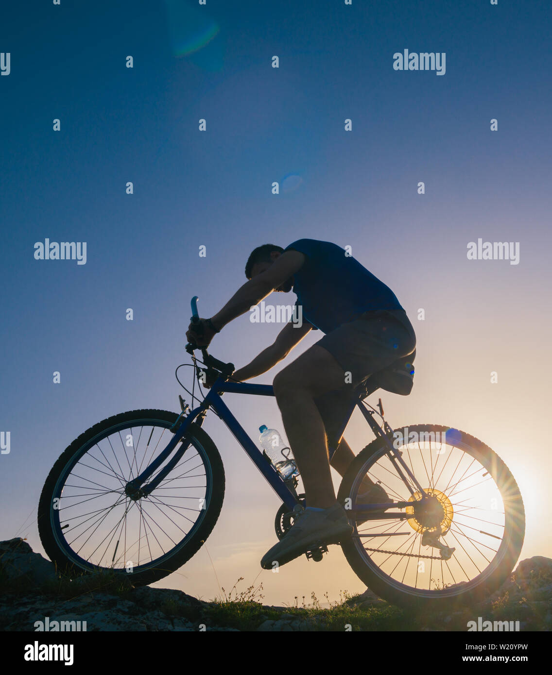 Uphill bike silhouette not motor hires stock photography and images