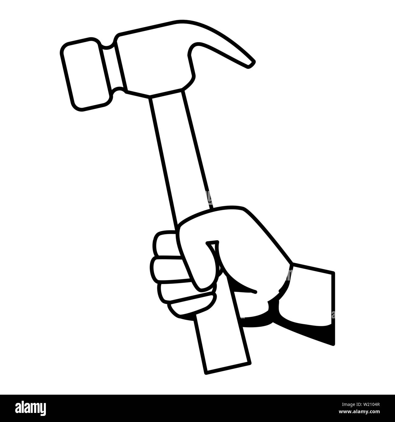 hand with hammer metal tool Stock Vector Image & Art - Alamy