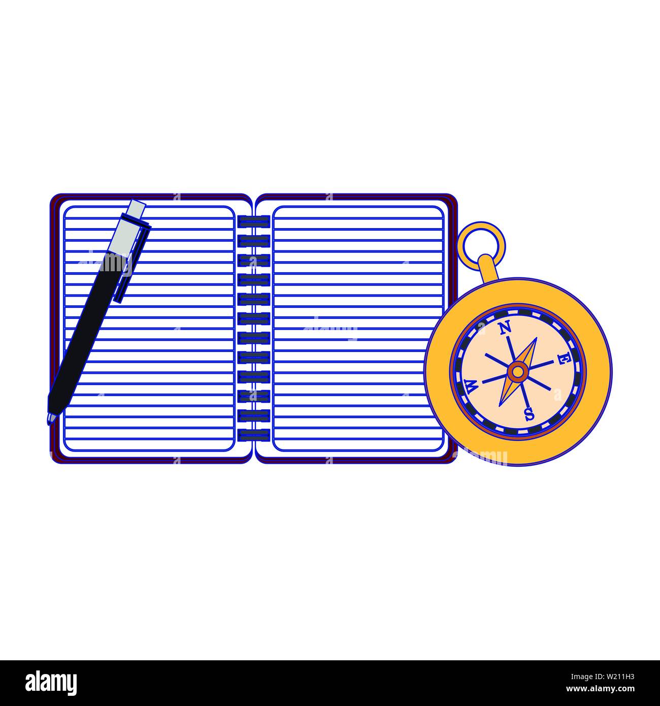 Navigation diary notebook with pen isolated vector illustration Stock ...