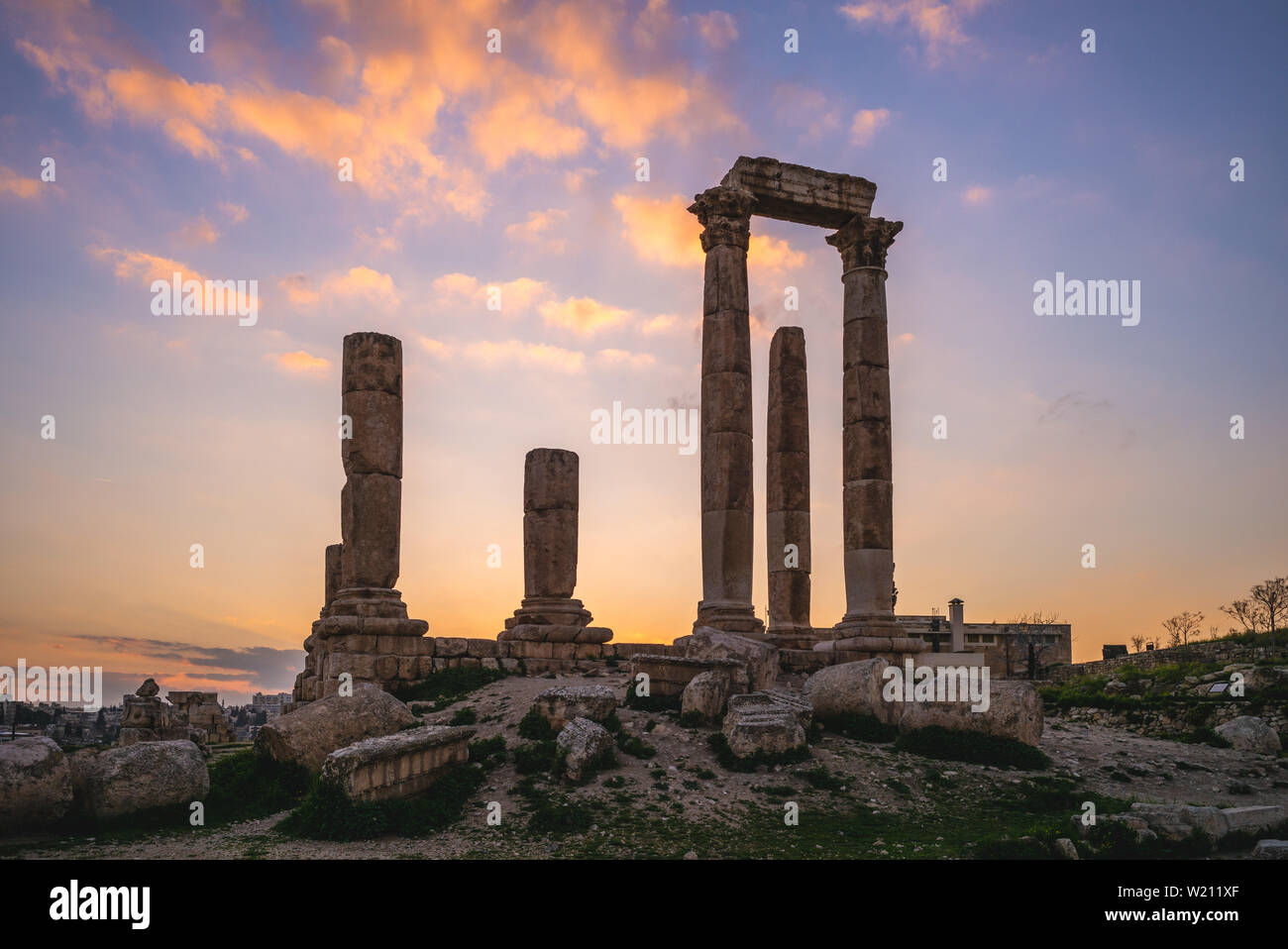 Temple of Hercules on Amman Citadel in Jordan Stock Photo