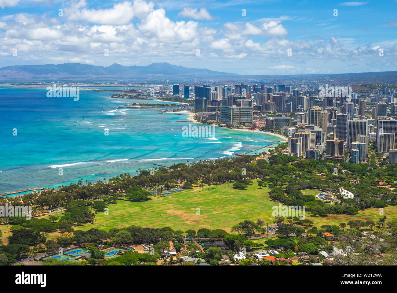 Aerial view of honolulu in Oahu, Hawaii, US Stock Photo