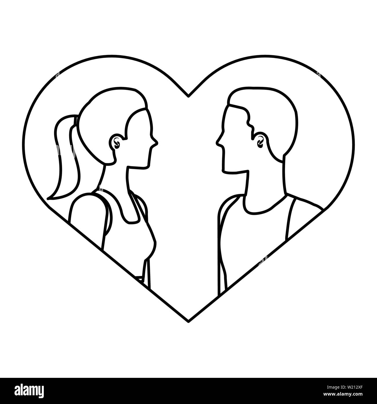 young lovers couple in heart love Stock Vector Image & Art - Alamy