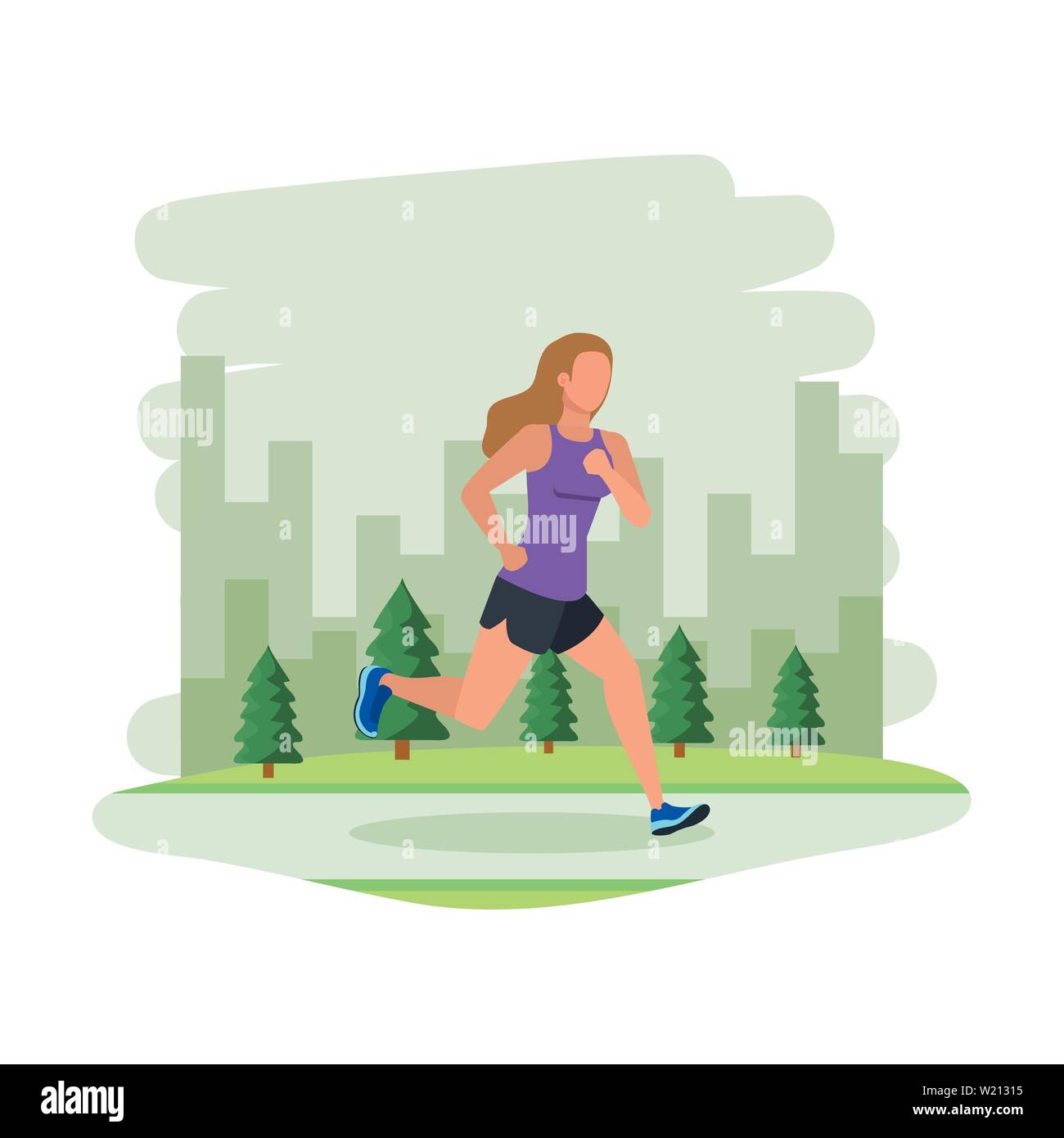 young athletic woman running in the landscape Stock Vector Image & Art ...
