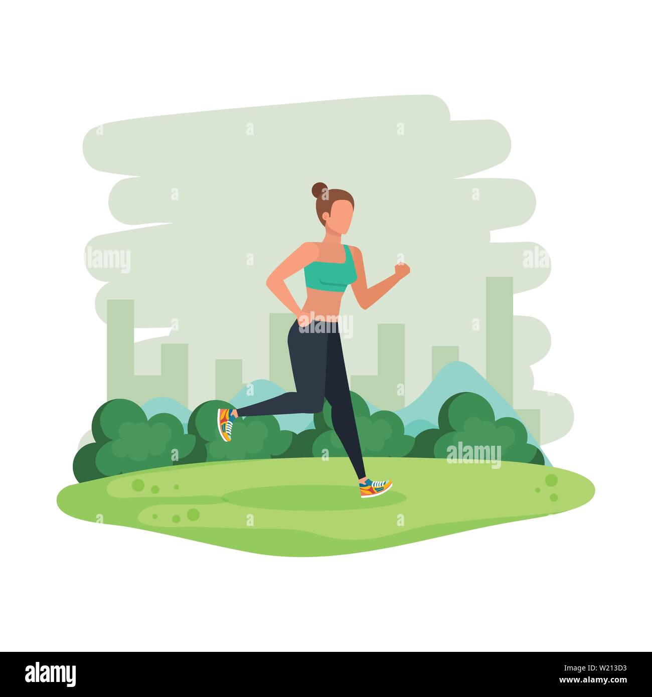 young athletic woman running in the landscape Stock Vector Image & Art ...