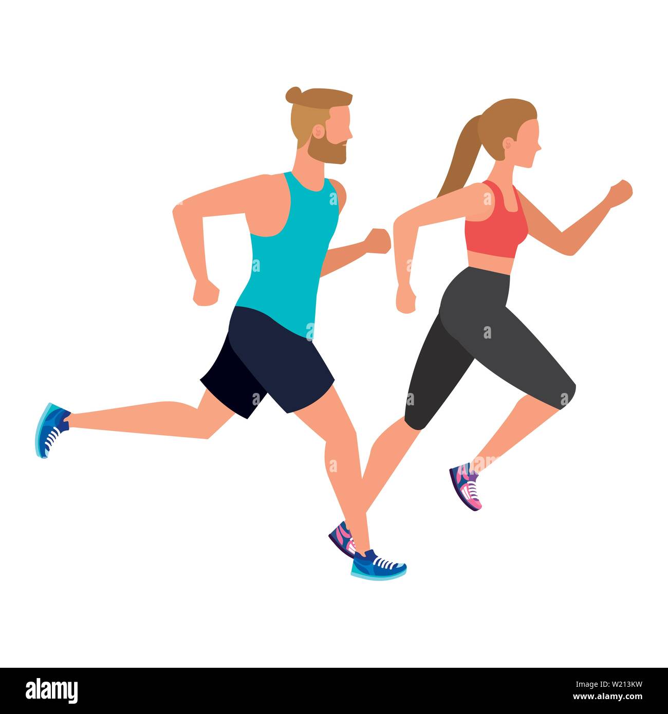 young athletic couple running characters Stock Vector Image & Art - Alamy