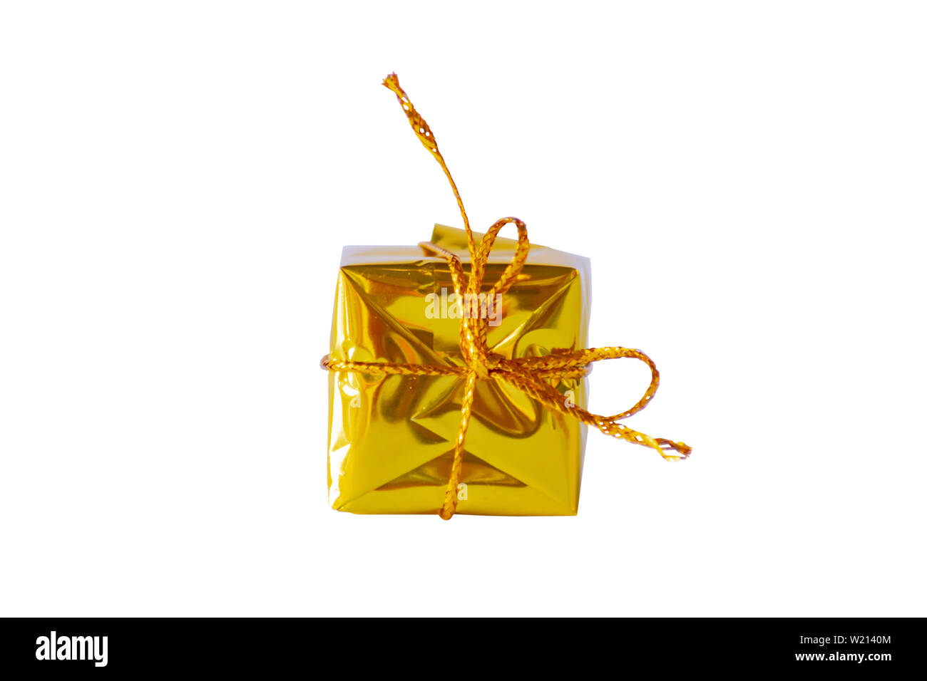 Isoleted Gift box gold for the festivities on a white background with