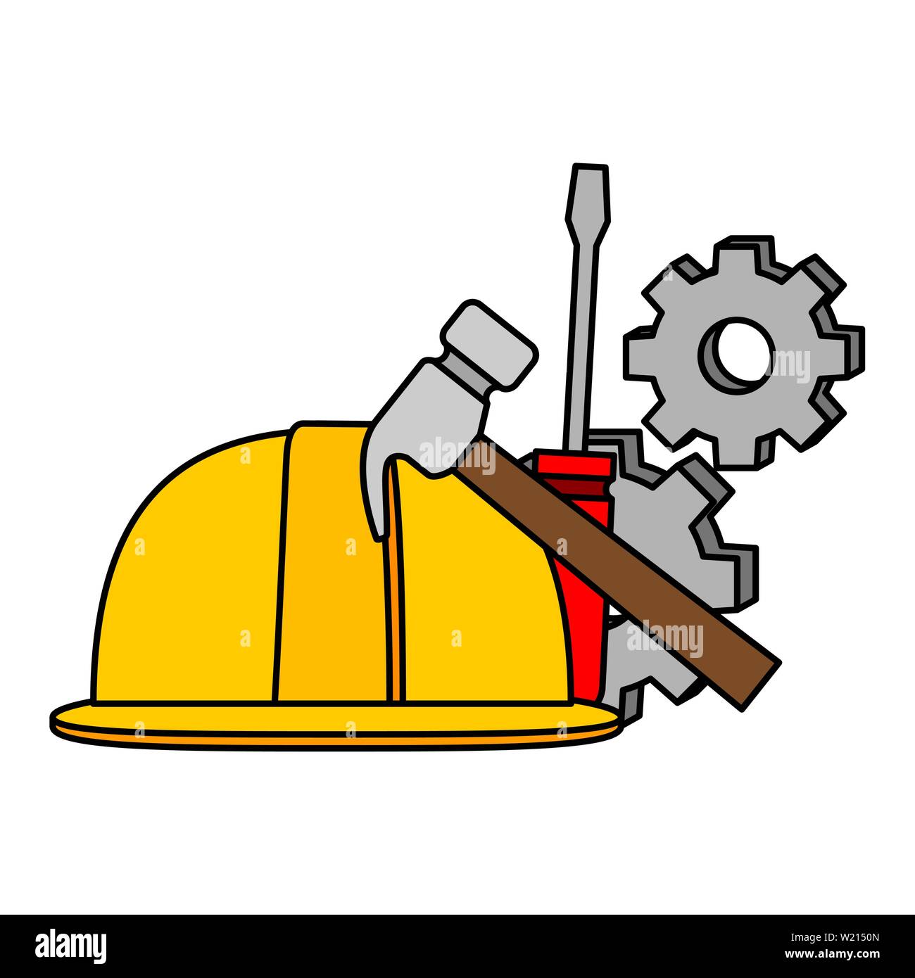helmet construction with gears and tools Stock Vector Image & Art - Alamy