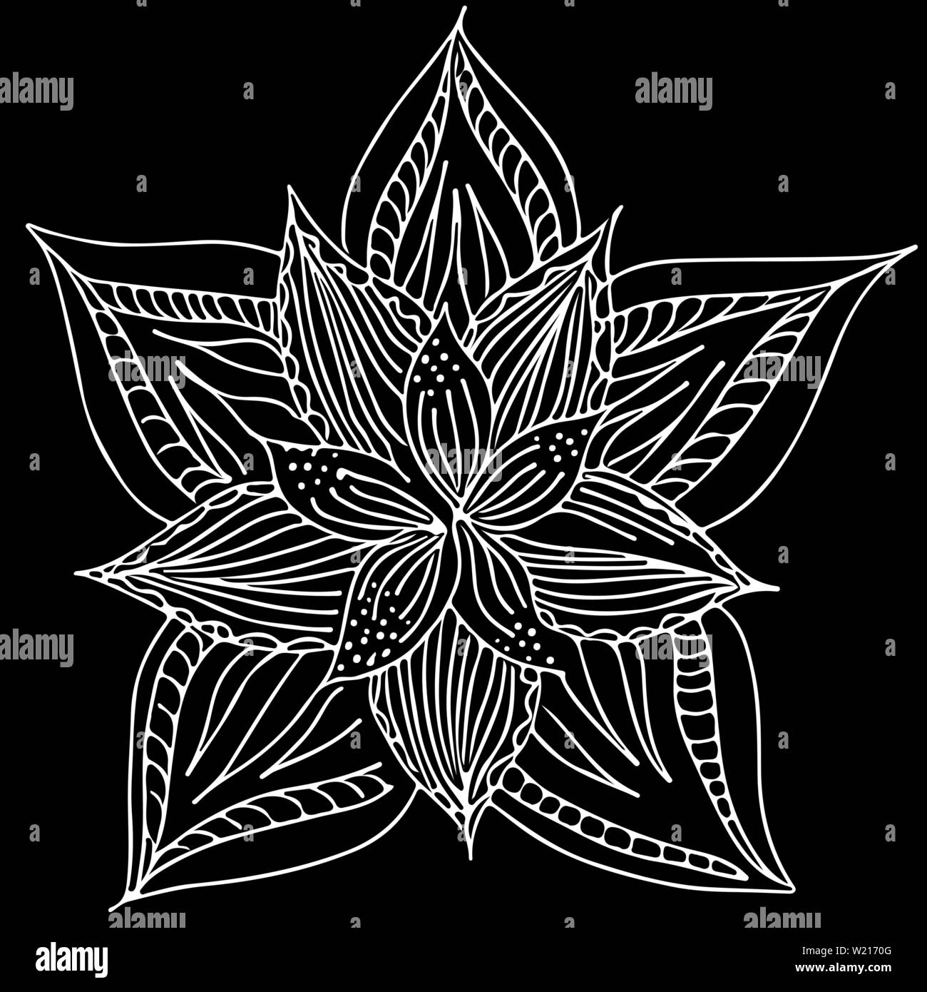 Abstract hand drawn lotus flower isolated on white background. Vector ...