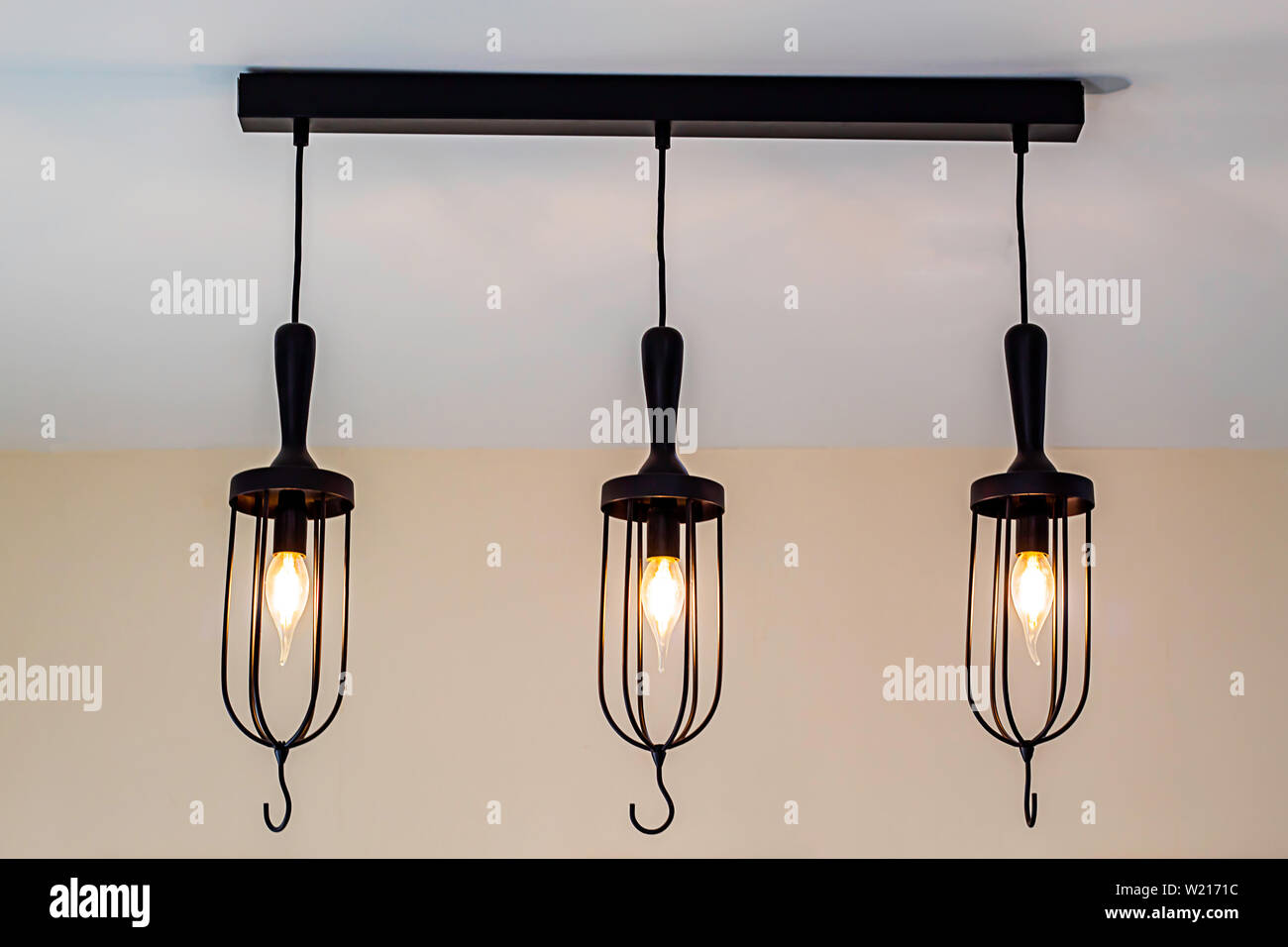 Round light bulbs for illumination at night Stock Photo