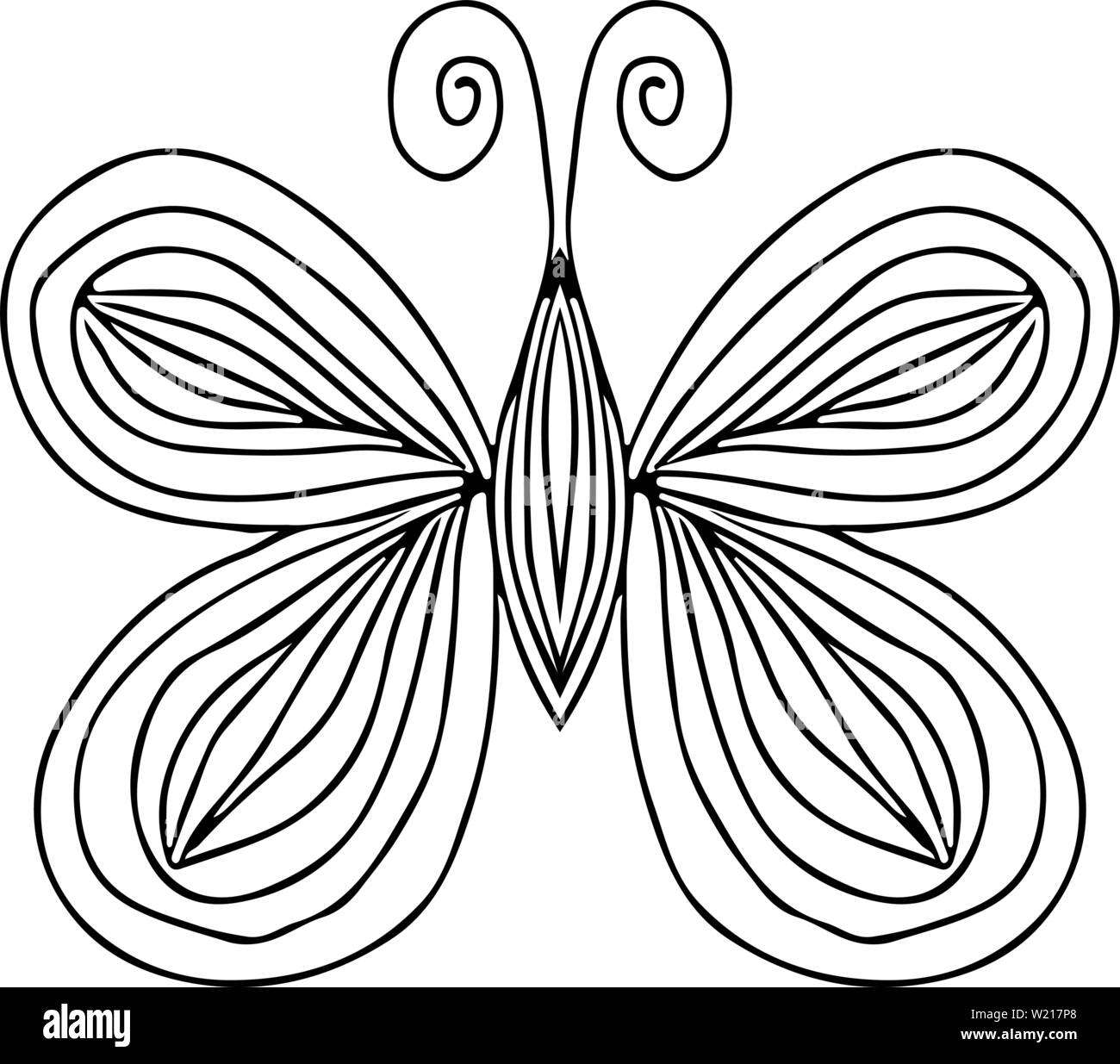 Abstract vector illustration of hand drawn butterfly isolated on white ...