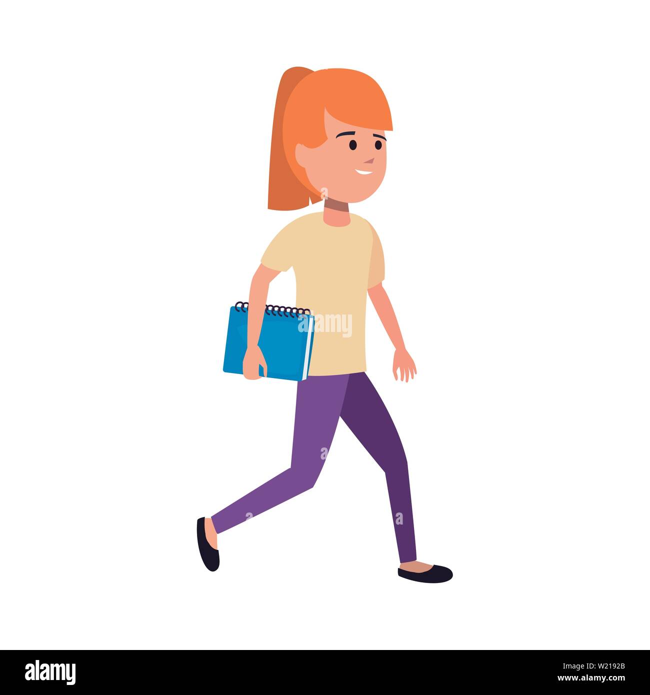young woman with book back to school flat design vector illustration ...