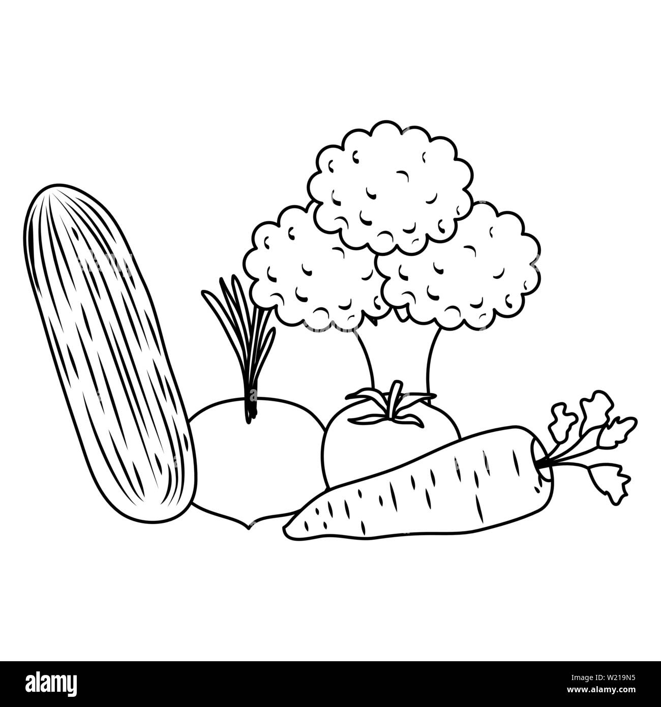 fresh vegetables healthy food icons Stock Vector Image & Art - Alamy