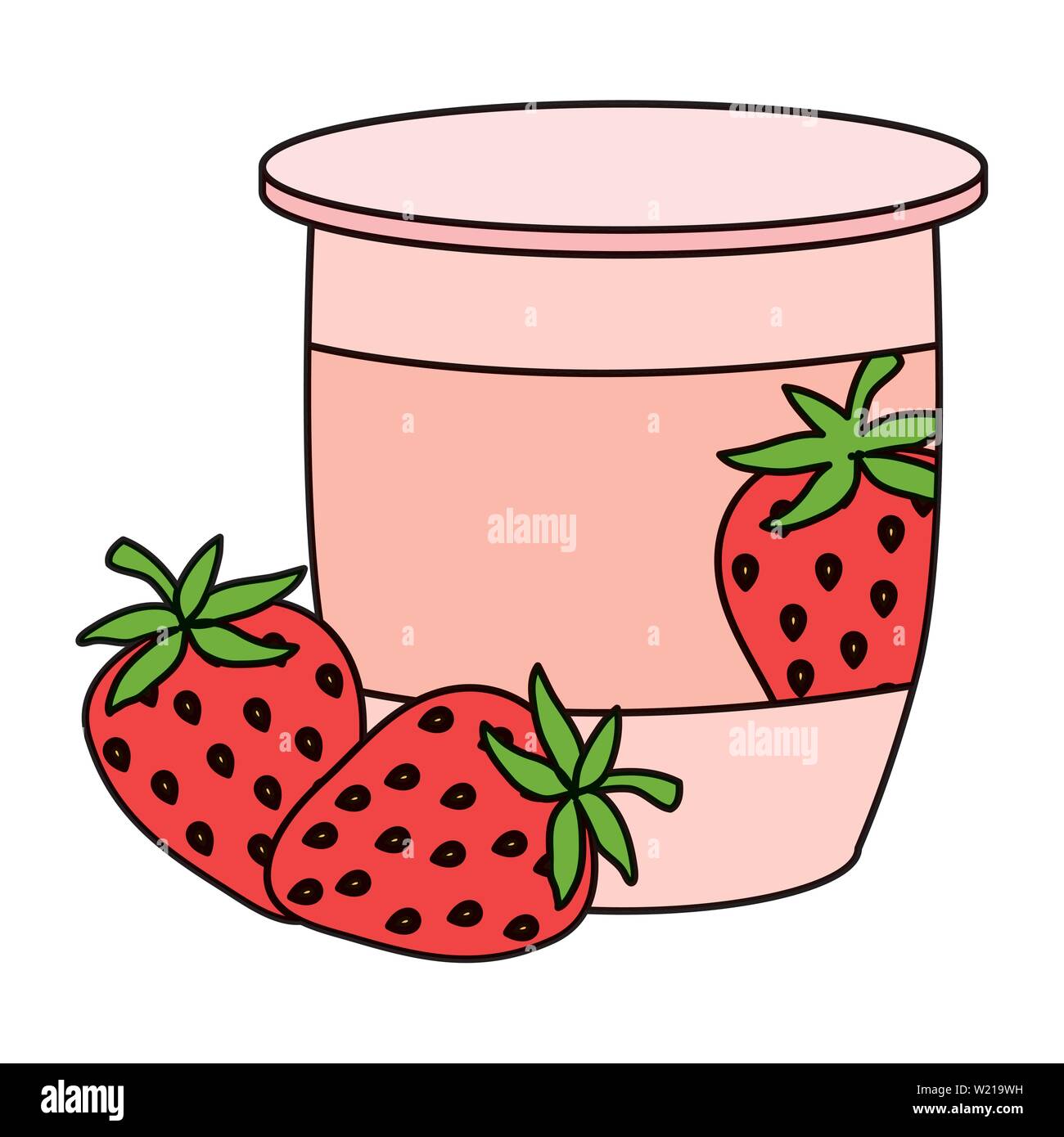 strawberry fruit yogurt fresh icon Stock Vector Image & Art Alamy