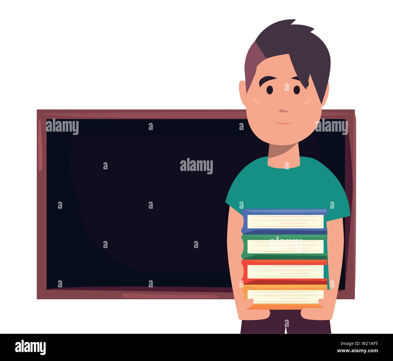 boy with books and chalkboard back to school vector illustration Stock ...