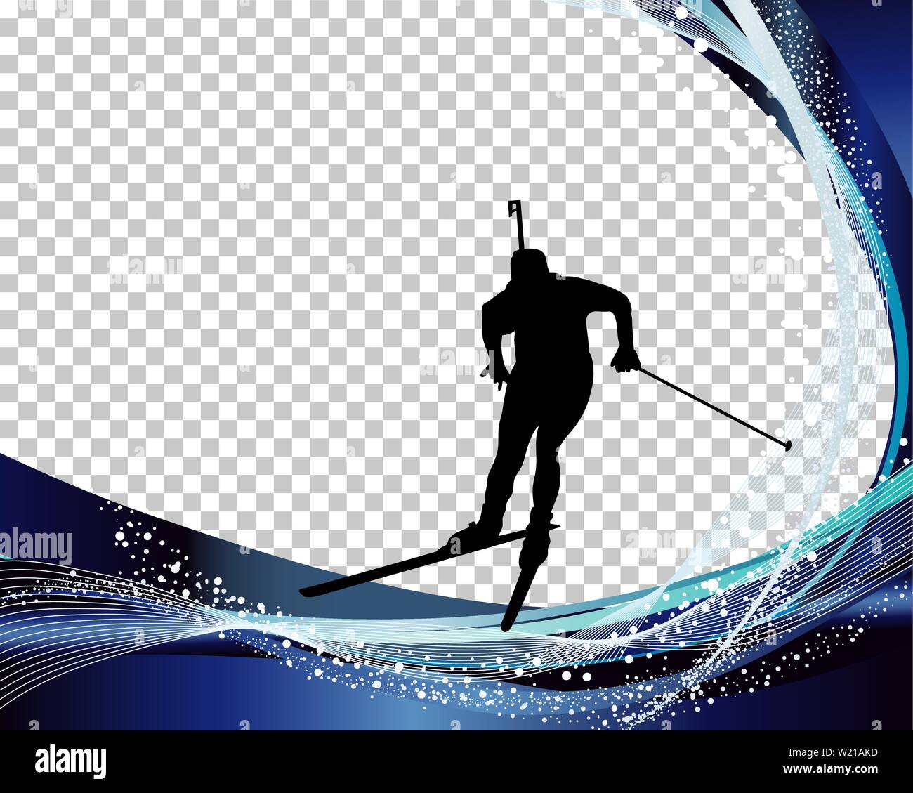 Sport background set with biathlon athlete. Vector illustration Stock