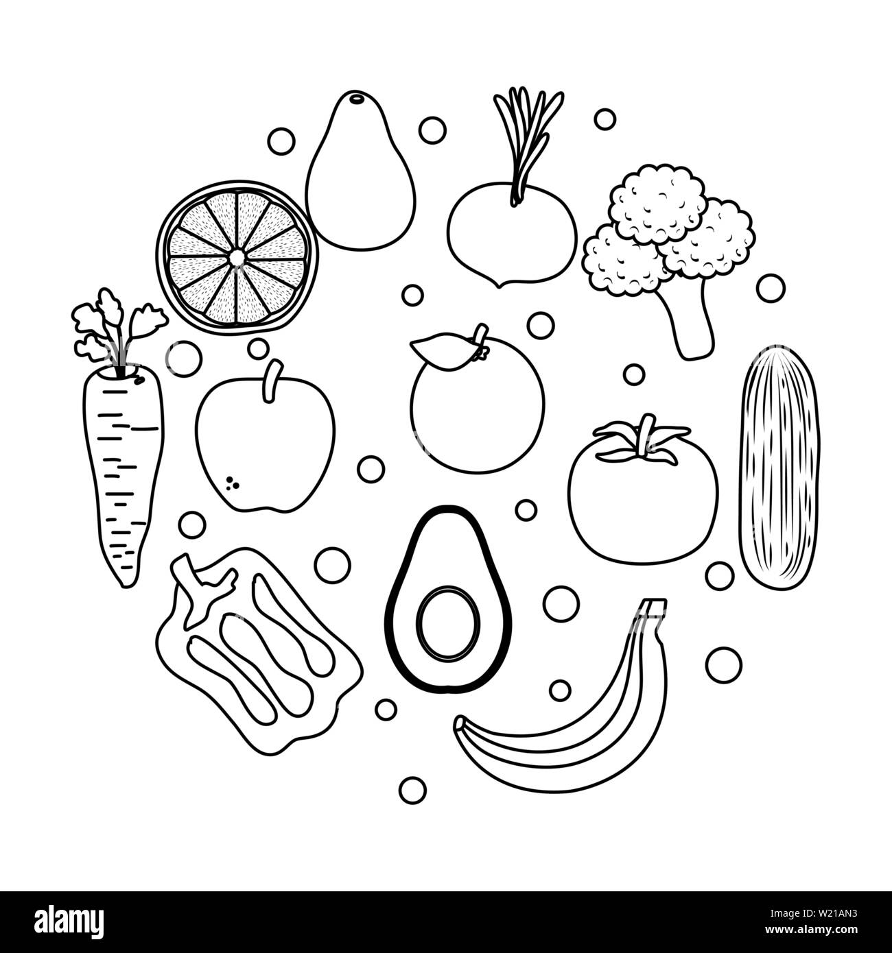 fresh vegetables and fruits healthy food Stock Vector Image & Art - Alamy